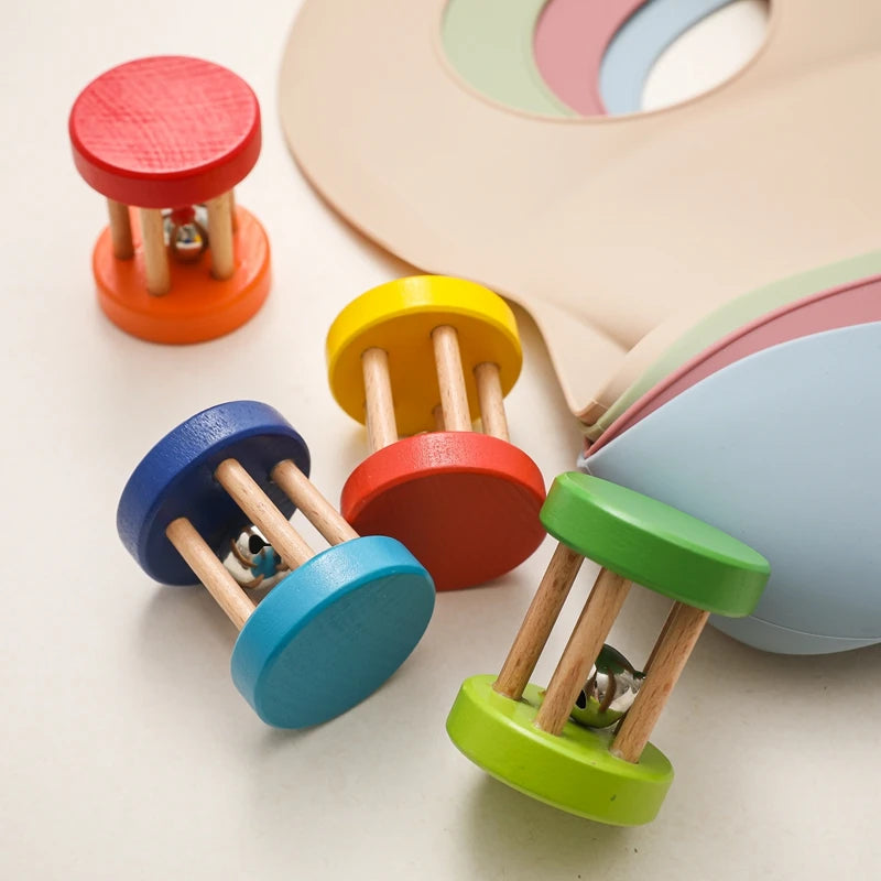 Hochets en bois pour bébé de 0 à 12 mois, jeu d'entraînement auditif