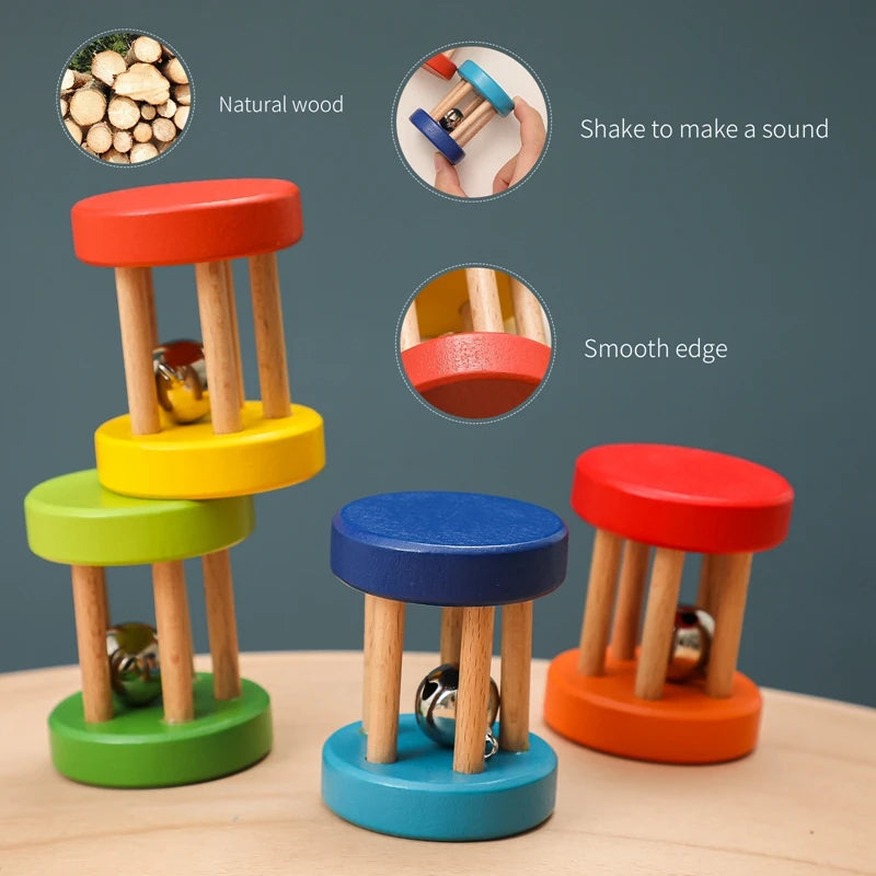 Hochets en bois pour bébé de 0 à 12 mois, jeu d'entraînement auditif