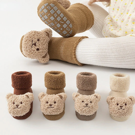 Chaussettes mignonnes pour bébé avec motif ours pour garçons et filles