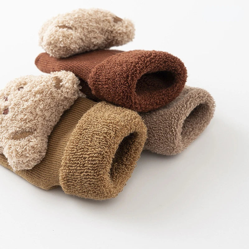 Chaussettes mignonnes pour bébé avec motif ours pour garçons et filles