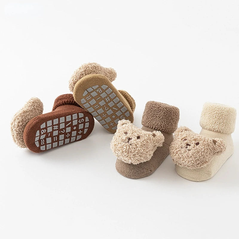 Chaussettes mignonnes pour bébé avec motif ours pour garçons et filles