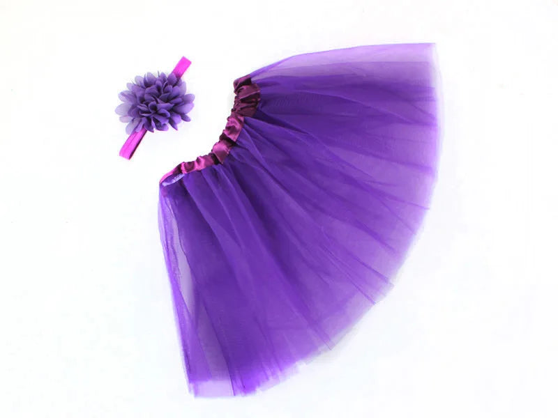 Ensemble jupe de tutu à fleurs moelleuses pour bébé fille, en rose avec bandeau,