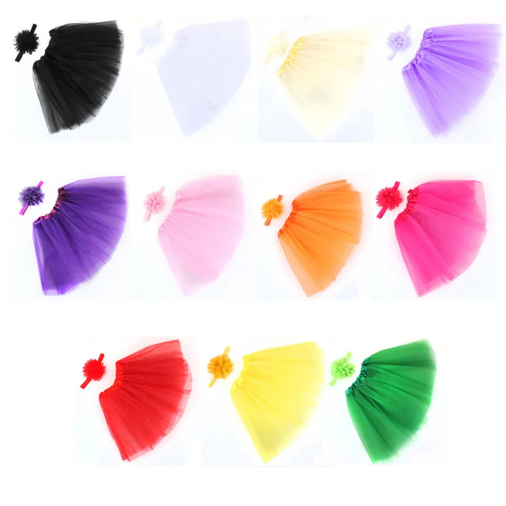 Ensemble jupe de tutu à fleurs moelleuses pour bébé fille, en rose avec bandeau,