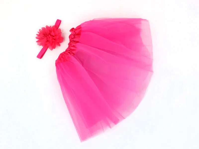 Ensemble jupe de tutu à fleurs moelleuses pour bébé fille, en rose avec bandeau,